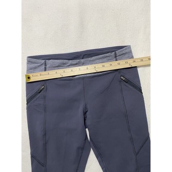 Lululemon Gray Running Capri Leggings Size 6 | Zip Pockets & Reflective Trim - Picture 9 of 10
